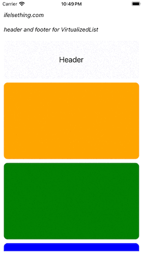 header and footer for react native virtualizedlist