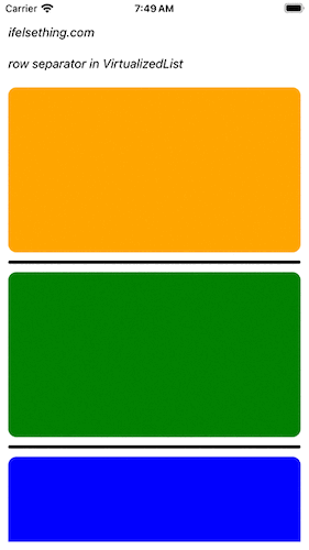 row separator of virtualizedlist items