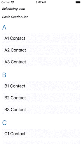grouped list items in a list in react native